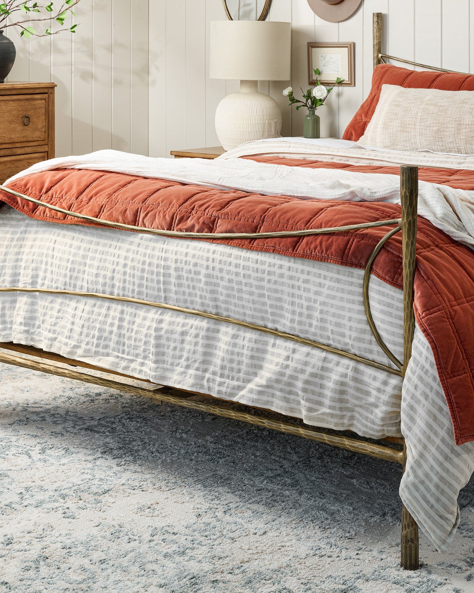 Antique White + Oatmeal Stripe Linen Cotton Duvet Cover - Image 5