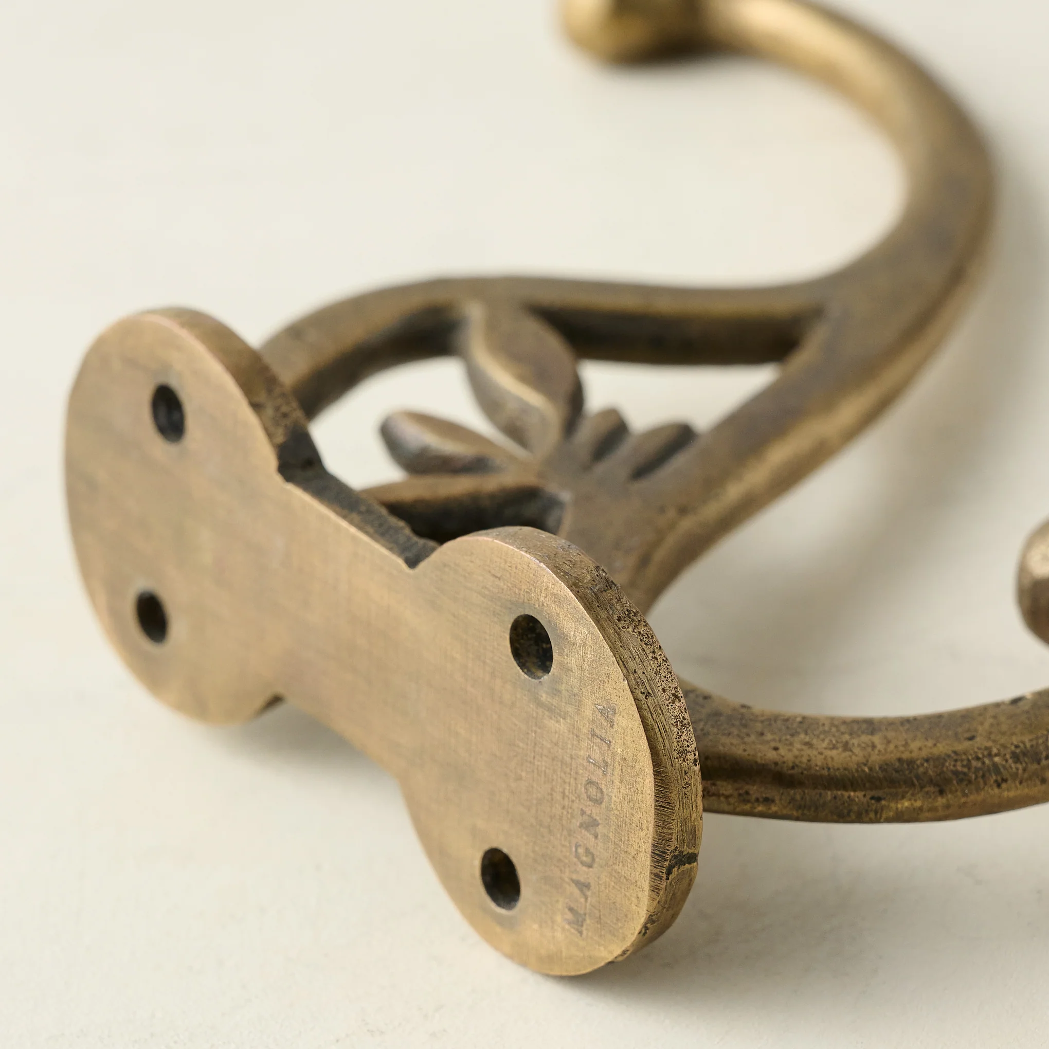 Antique Brass Floral Hook - Image 3