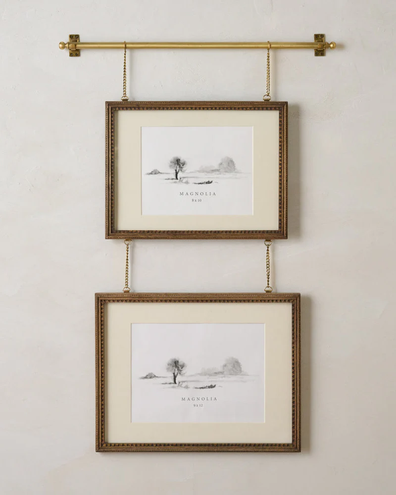 Colleen Wood and Brass Rail Double Picture Frame