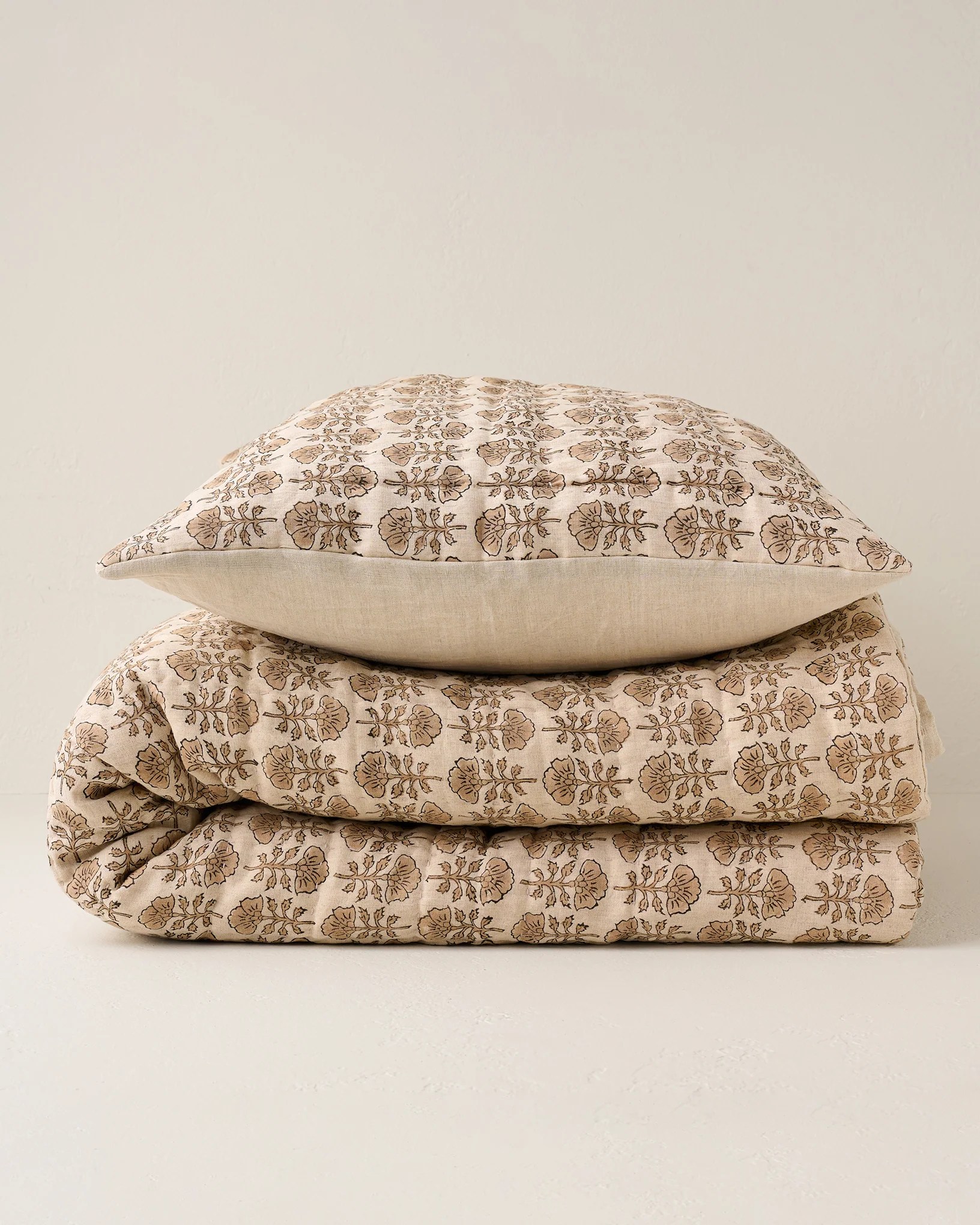 Flora Block Print Pillow Sham - Natural - Image 6