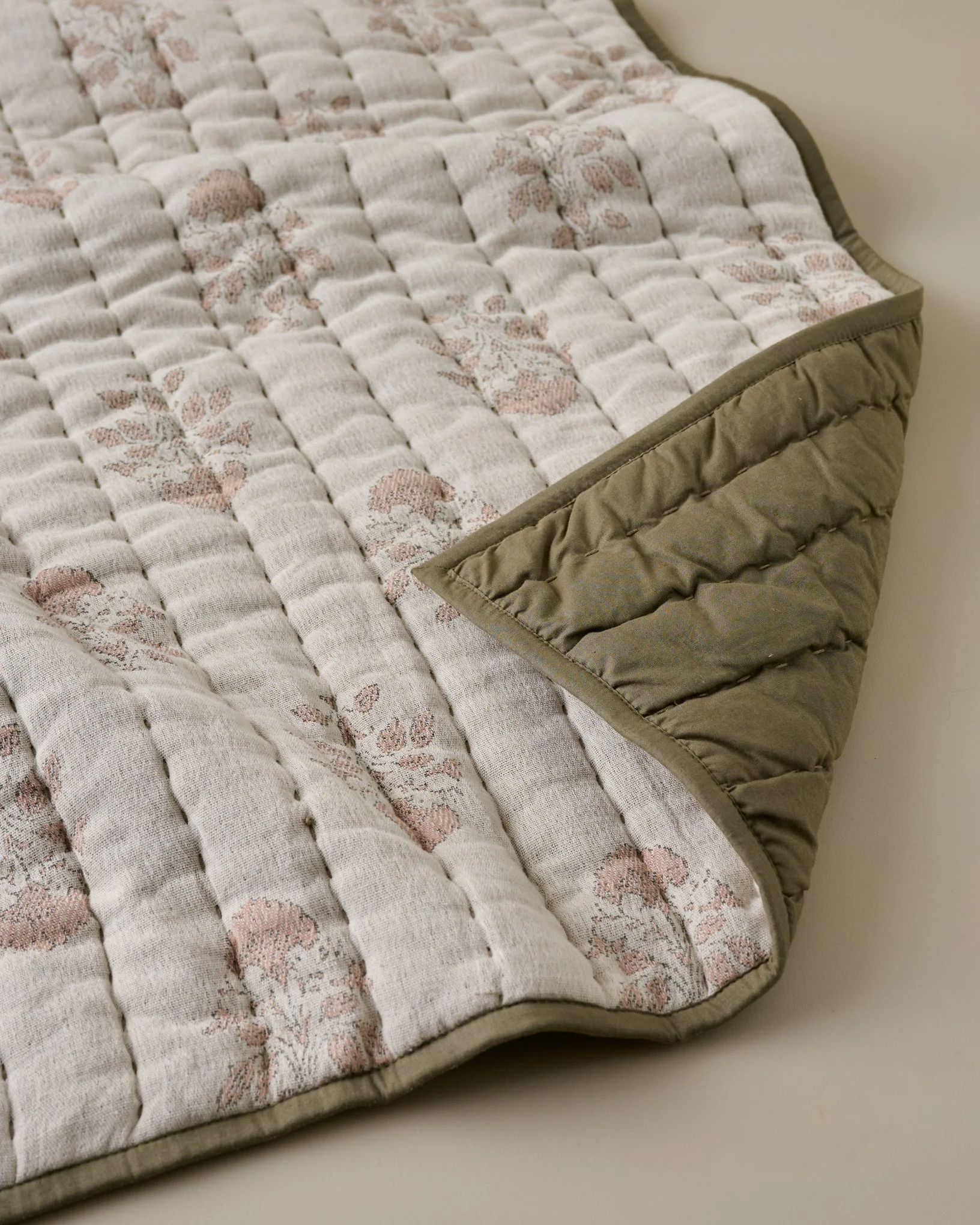Floral Jacquard Kantha Quilt - Image 3