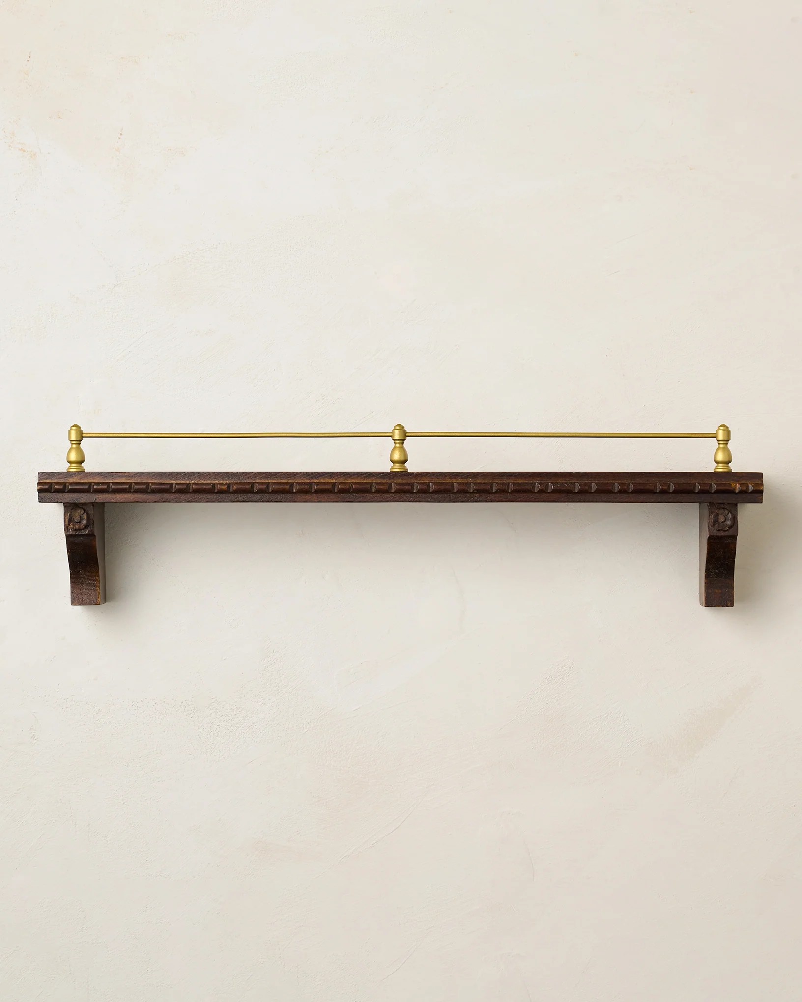 Gloria Carved Wood and Brass Picture Ledge - Image 3