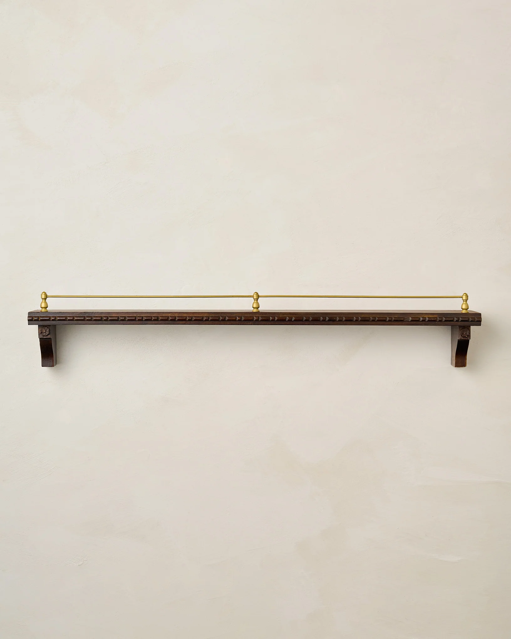 Gloria Carved Wood and Brass Picture Ledge - Image 4