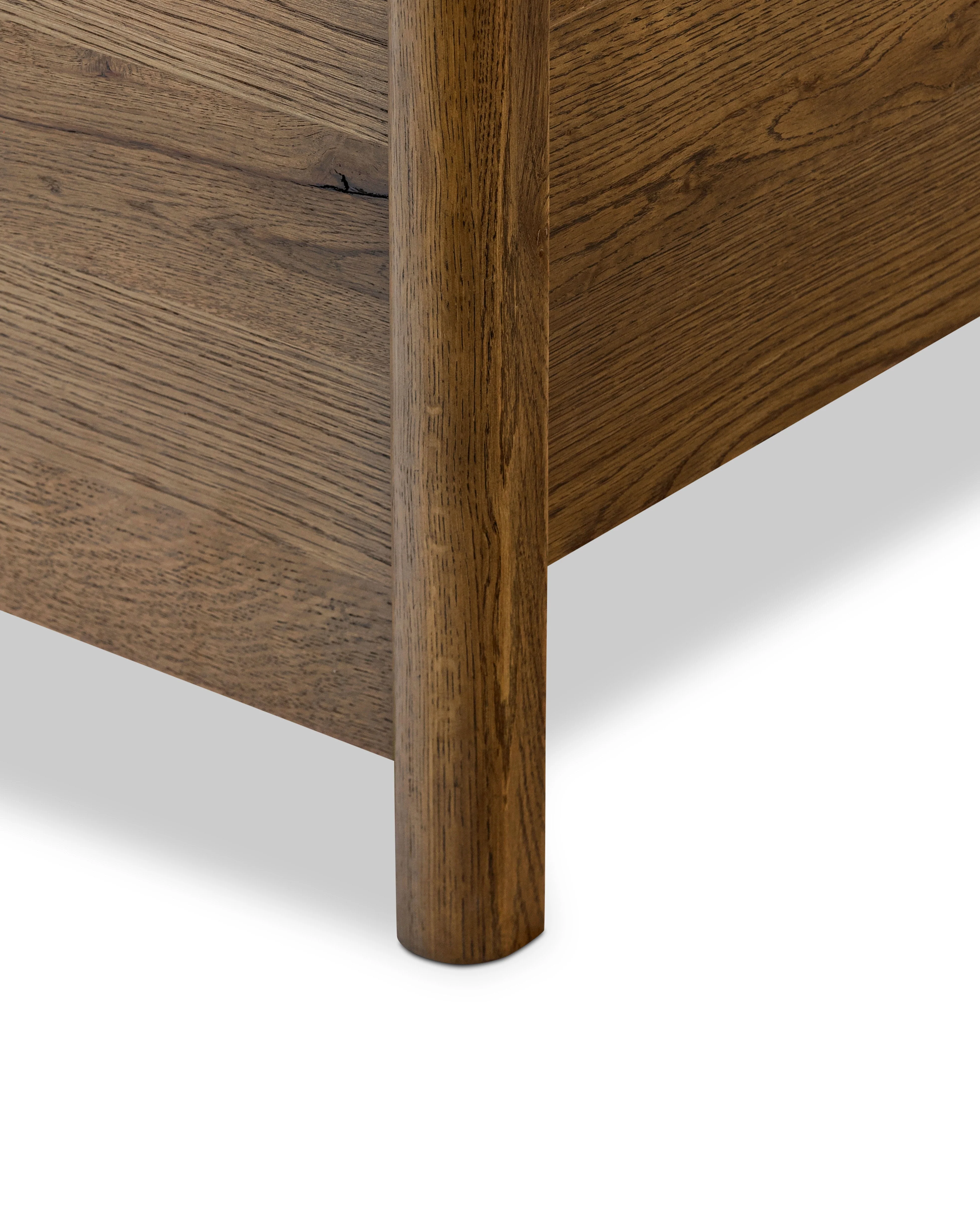 Kennie Upholstered Bed Frame with Carved Solid Oak and Linen Headboard - Image 8