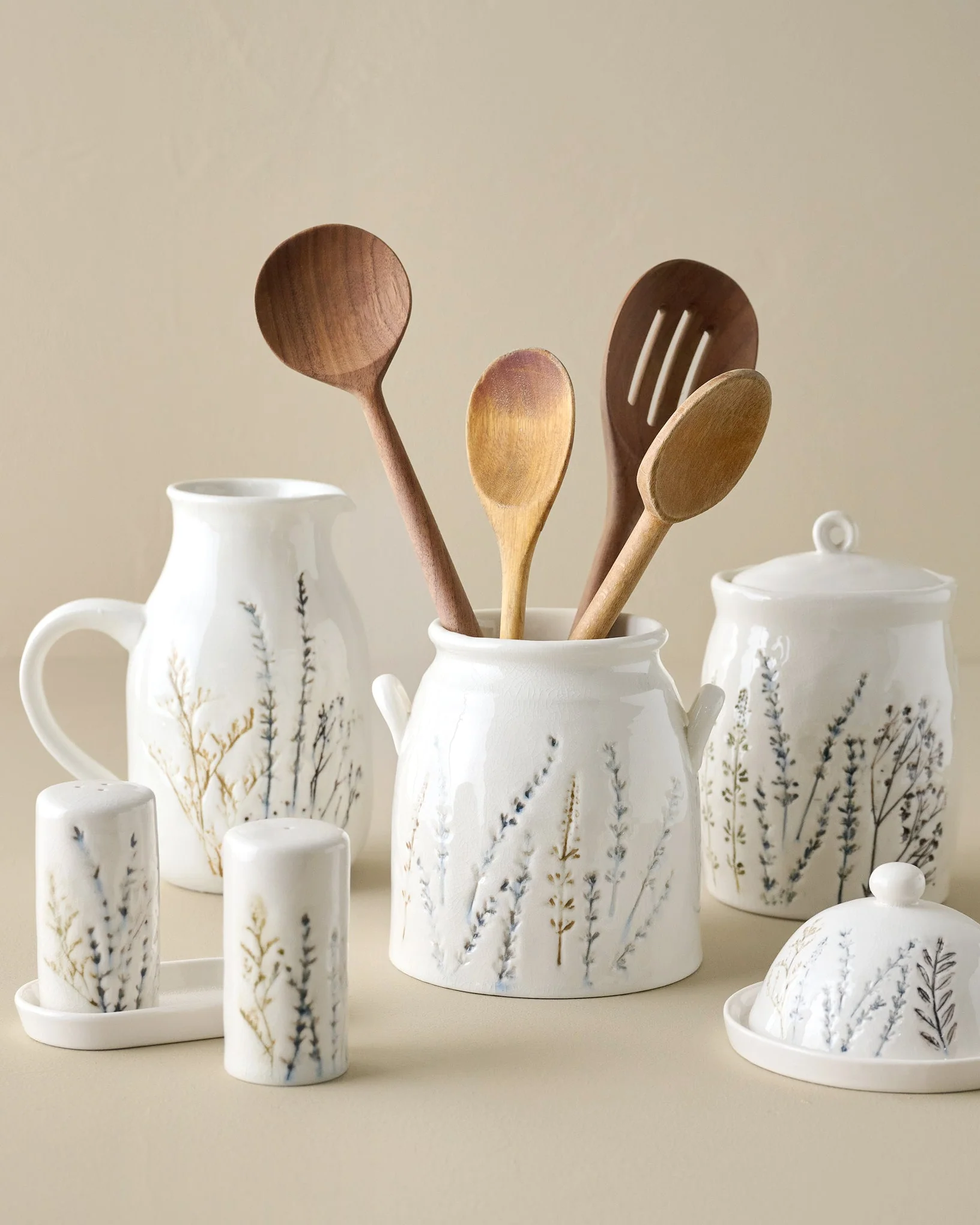 Pressed Floral Utensil Crock - Image 3
