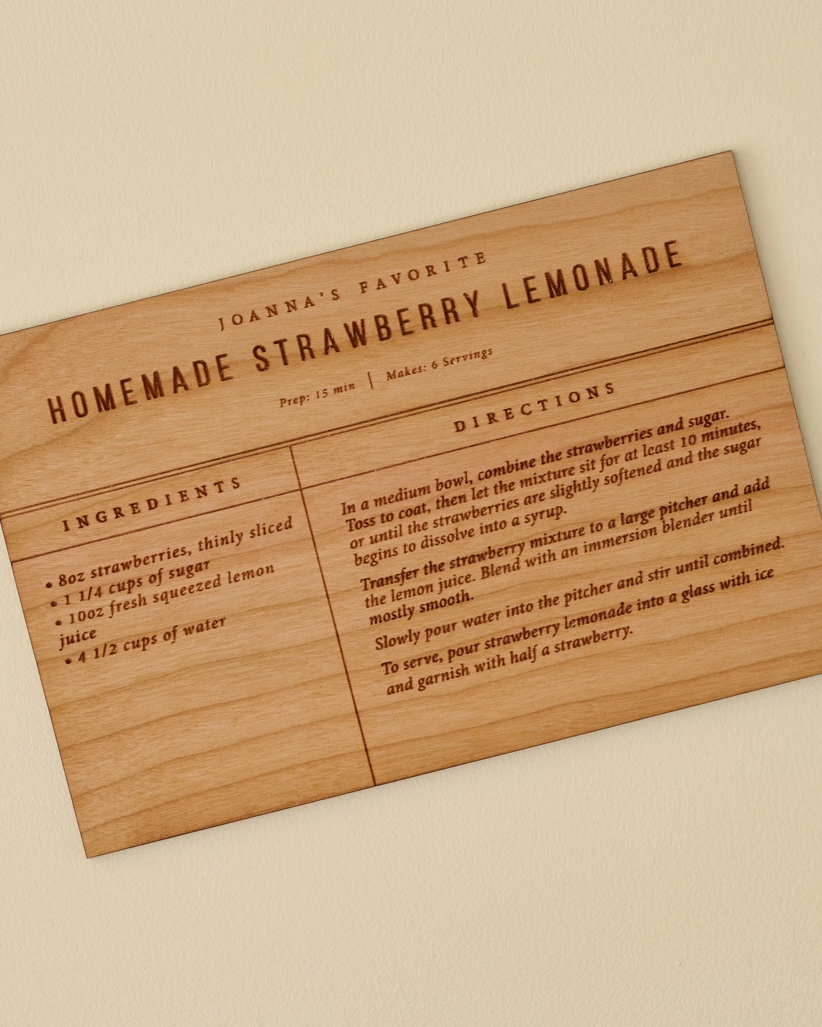 Strawberry Lemonade Recipe Card